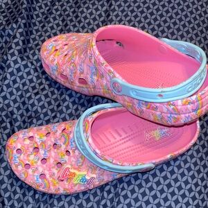 Pink Lisa Frank Crocs